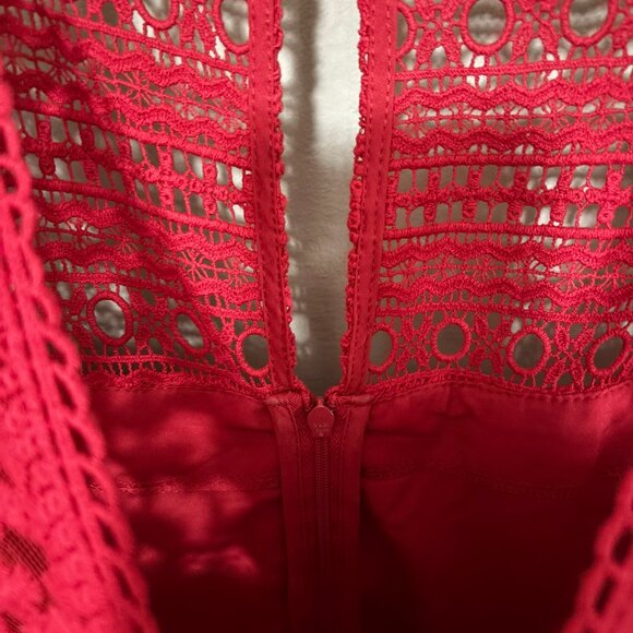 Nanette Lepore Red Anglaise Broderie Eyelet Lace Cotton Dress Size 6 - Picture 4 of 8